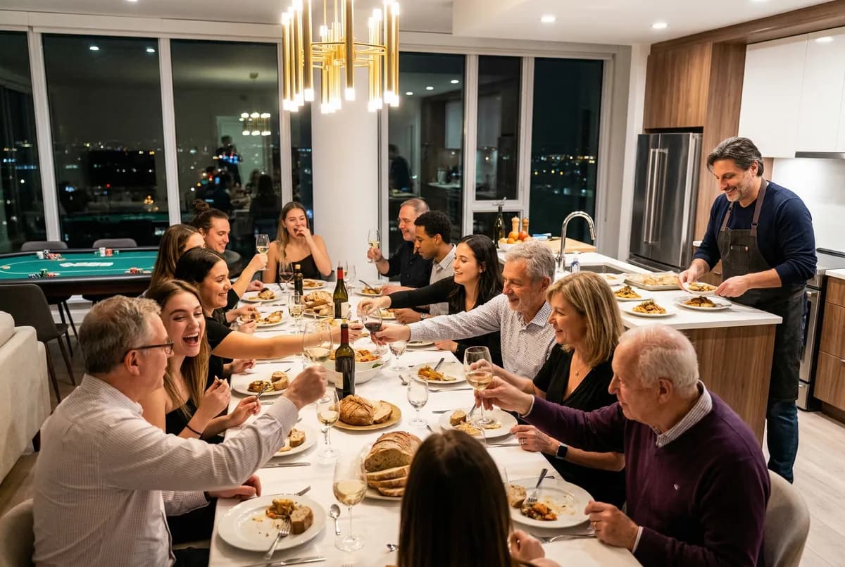 Rafi cuisine un repas fait maison pour une soirée poker